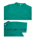Kids Doctor Nurse Cosplay Costume, V Neck Surgical Uniform for Boys Girls, Halloween Party Role Play Dress Up Outfit