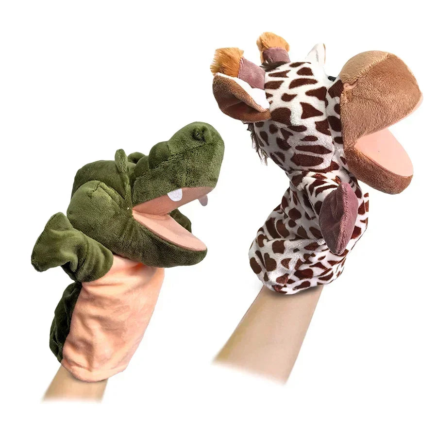 Soft Stuffed Toy Doll Animal Plush Doll Educational Baby Toys Lion Elephant Monkey Giraffe Tiger Bunny Kawaii Hand Finger Puppet