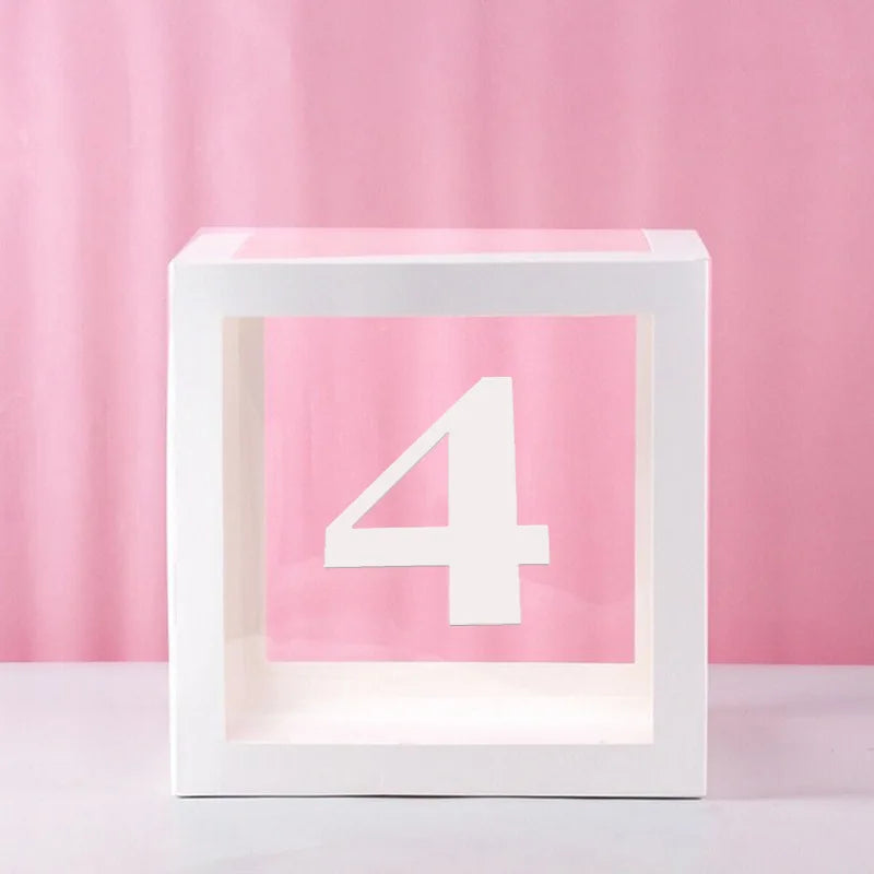 Transparent Letter Balloon Box Baby Shower Decorations Happy Birthday Wedding Decor 1st Birthday Party Supplies Balloon Box