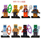 8pcs/lot Minecrafte Creeper Small Building Blocks EnderDragon DIY Steve Cube Skeleton Horse Figures Mini Building Block For Kids
