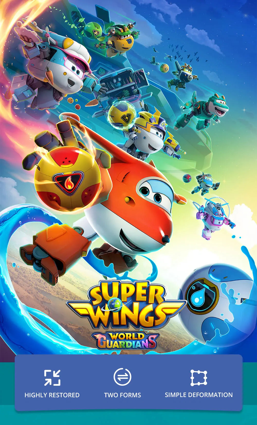 Super Wings Toys, Transformable Toys 2 Inch, Airplane Toy for Kids 3-5 Years Old, 15 Packs Transforming Jet Playset, Real Mobile