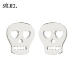Punk Halloween Earring Black Stainless Steel Ghost Pirate Skull Stud Earrings Women Men Goth Pumpkin Spider Bat Ear Jewelry Gift