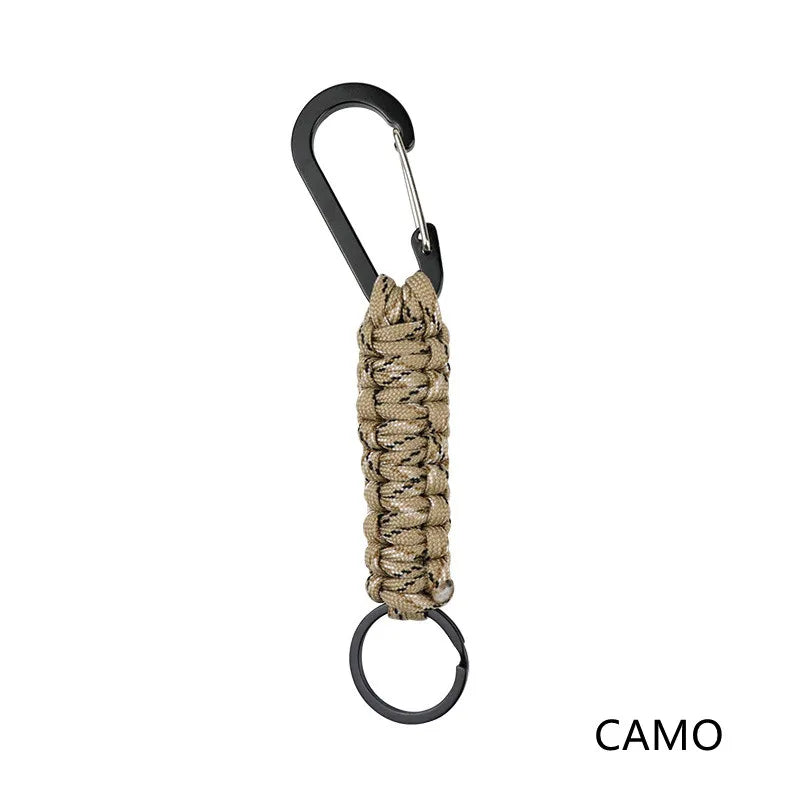 Outdoor Umbrella Rope Keychain Self Defense Lanyard Survive Knot Steel Ball Buckle Tactical Security Tool Carabiner