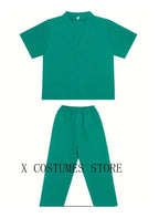 Kids Doctor Nurse Cosplay Costume, V Neck Surgical Uniform for Boys Girls, Halloween Party Role Play Dress Up Outfit