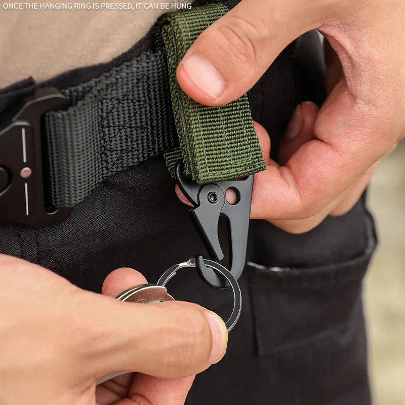 2/5 PCS.Tactical Hanging Buckle Molle Nylon Webbing Carabiner Belt Triangle Keychain for Outdoor Climbing Camping Tool Accessory