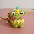 Cute Small Bear Couple Keychains Knitting Cartoon Bear Mini Animal Doll Keyrings Crochet Keychain Wholesale Custom Acceessories
