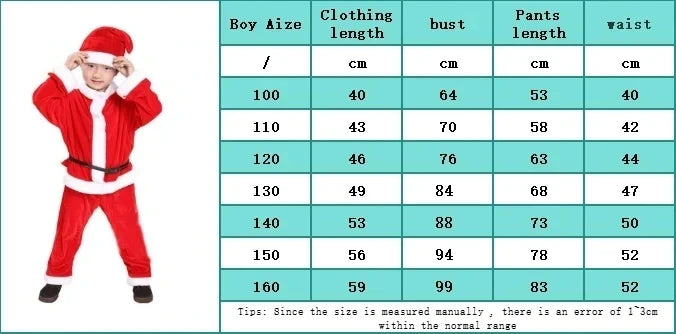 Warm Christmas Party Suit For Winter Kids, Coat, Pants, Hat And Shoe Covers, Santa Claus Role Play Suit For Boys And Girls, Chri
