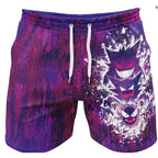 Pokemon Men's Beach Shorts 3D Print Anime Pikachu Gengar Board Shorts Summer Casual Trunks Elastic Waist Sports Shorts Men Boys