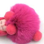 Pompom Sleeping Baby Keychain Cute Fluffy Plush Doll Keyholder Women Girl Bags Keyrings Cars Key Ring Gift Charming Decoration