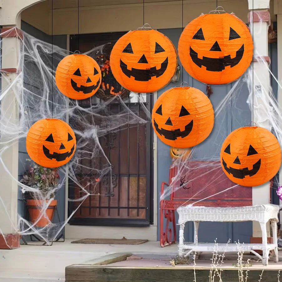 1/6Pcs Halloween Hanging Paper Lantern for Home Indoor Outdoor Garden Decoration Halloween Party Horror Pumpkin Props Ornaments