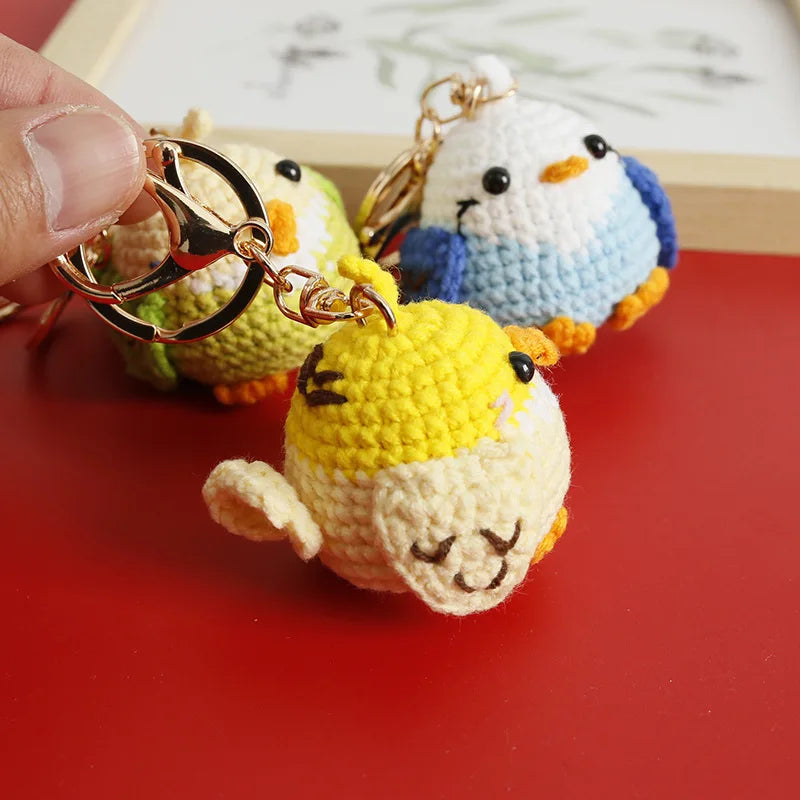 Cute Parrot Series Handmake Crochet Keychain Creative Small Bird Doll Keyring Gifts Knitted Parrot Keychain Custom Accessories