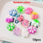 10pcs Mini Cute Cat Claw Plush Pinch Fun Colorful Halloween Christmas Party Pack Fillers for Pressure Reduction Cartoon Style