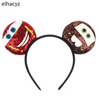 Disney Anime Cars Ears Headbands Women Sequins Bow Hairband Girls Pixar 95 Lightning McQueen Hair Accessories Kids Headwear Gift