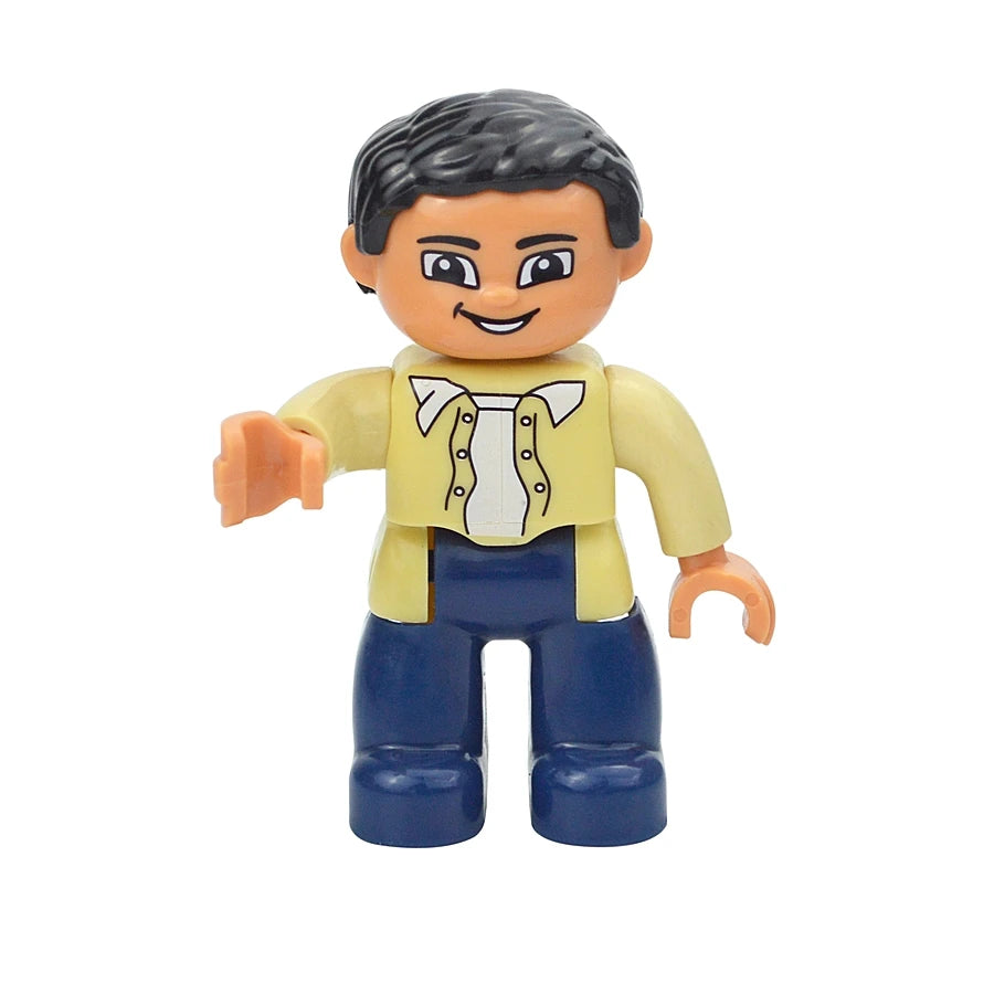 Big Size Figures Building Block Doll Family Farmer Pirate Worker Doctor Policemen Large Brick Compatible Build House Duploes Toy