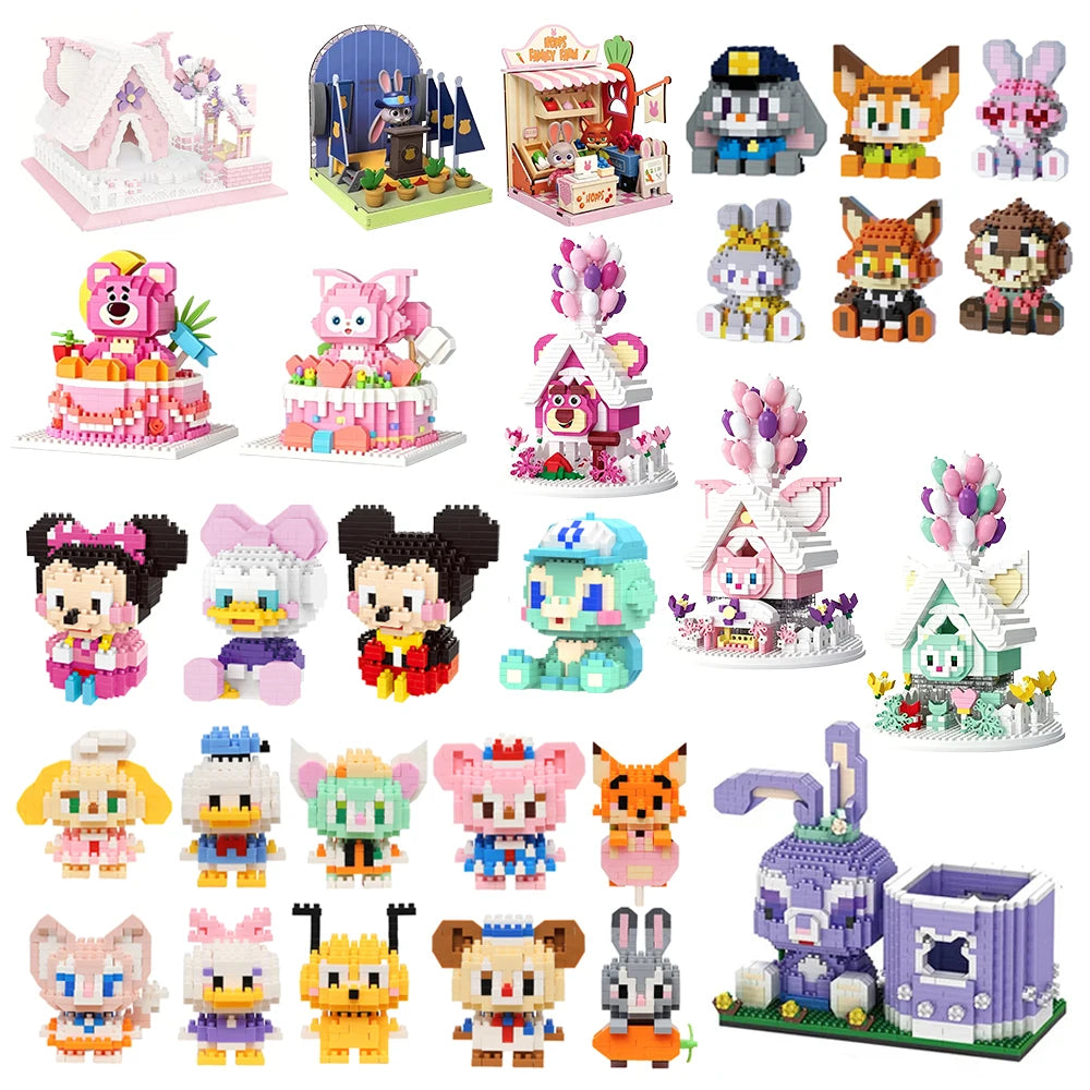 Disney Zootopia Small LinaBell Building Blocks Judy Nick Model Donald Duck Education Lotso Toys Mickey Mouse For Kids Birthday