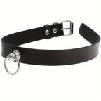Gothic Punk Pu Leather Choker With O-Ring - Adjustable Collar Necklace For Women, Perfect For Halloween & Everyday Wear