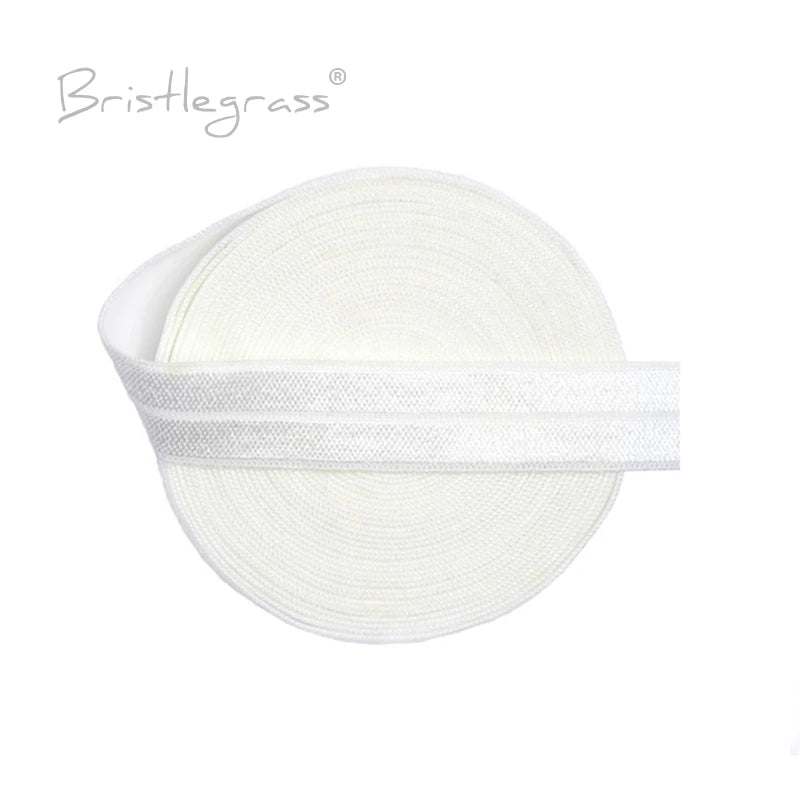 BRISTLEGRASS 2 5 10 Yard 5/8" 15mm Solid FOE Shiny Fold Over Elastic Spandex Satin Band Hair Tie Headband Dress Sewing Lace Trim