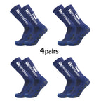 4Pairs/Lot 2024 New ANTI SLIP Tapedesign Football Socks Mid Calf Non-Slip Soccer Sport Cycling Sports Mens Sock EU38-45