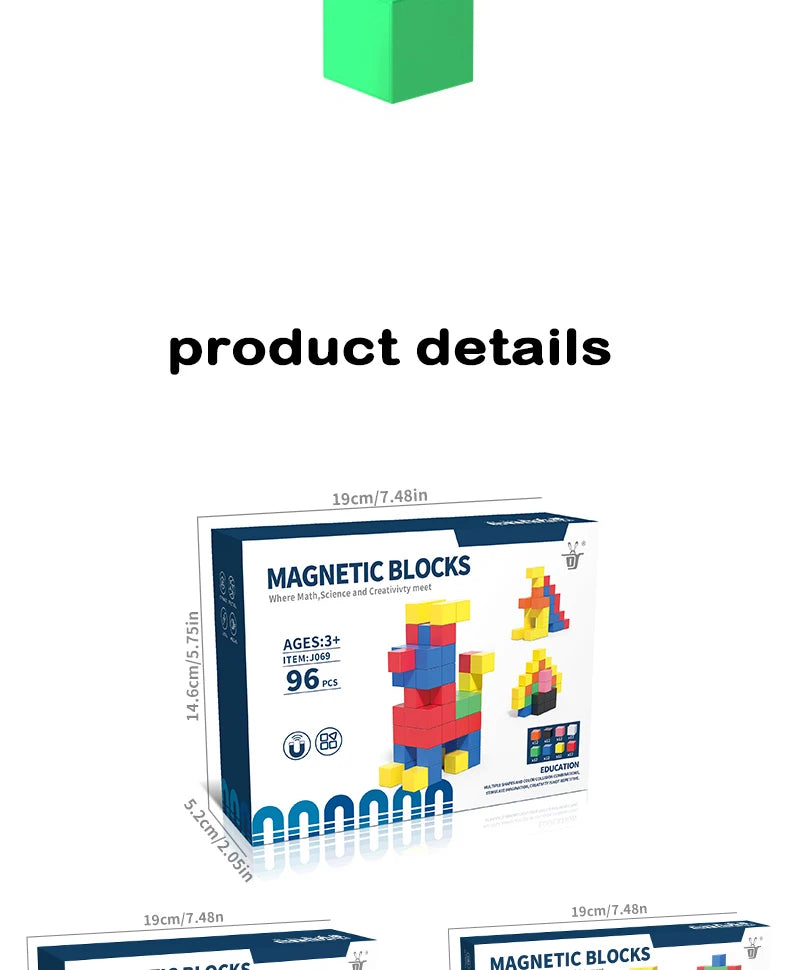 Magnetic Cubes Building Blocks Toys STEM Educational Construction Play Sensory Learning For Toddlers Kids Early Development