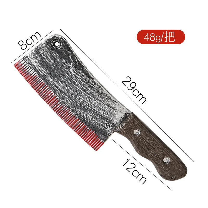 Halloween Bloody Knife DIY Party Decoration Sharp Plastic Toy Simulation Kitchen Knife Tricky Props Curved Knife Halloween Props