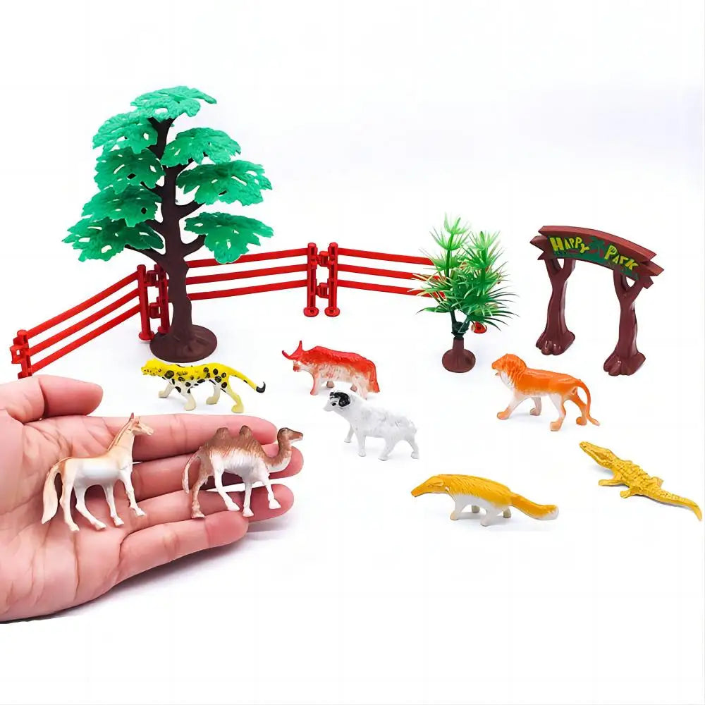 96pcs Animal Model Wild Jungle Zoo Plastic Action Figures Tiger Lion Collection Model Doll Educational Toy for Children Gift