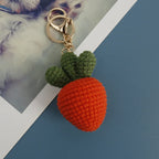 Cute Fruit Series Crochet Keychain Handmaking Knitted Strawberry Keyrings Cute Cherry Keyrings For Bag Pendant Custom Accessory