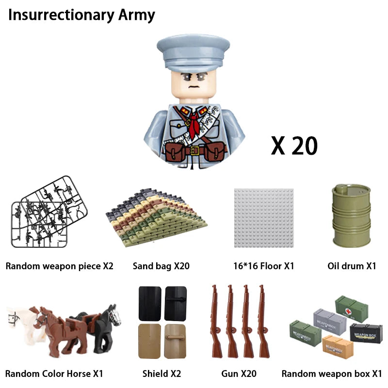 40/set World War II military building blocks National army soldier Character weapon assembly building block Children's toy gifts