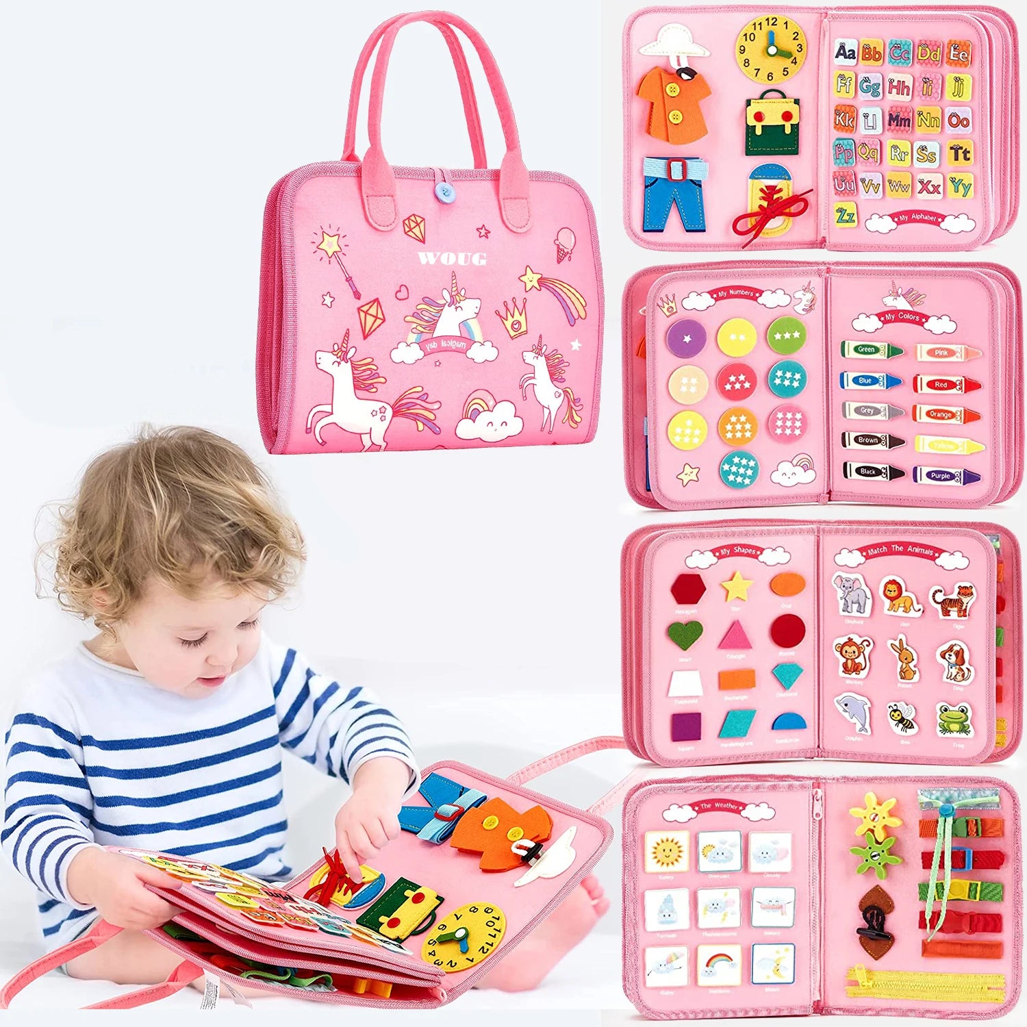 Toddler Montessori Busy Board Activities Education Toys Basic Dress Motor Skills Baby Travel Learning Toys For Christmas Gift