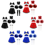 Girl Cosplay Cheerleader Costume Cheerleading Uniform Outfit Sequins Crop Top Skirt with Socks School Girls Dancewear Sets
