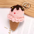 Handmaking Crochet Ice Cream Keyrings Wholesale Sweet Ice Cream Cone Series Crochet Keychain For Bag Pendant  Custom Accessories