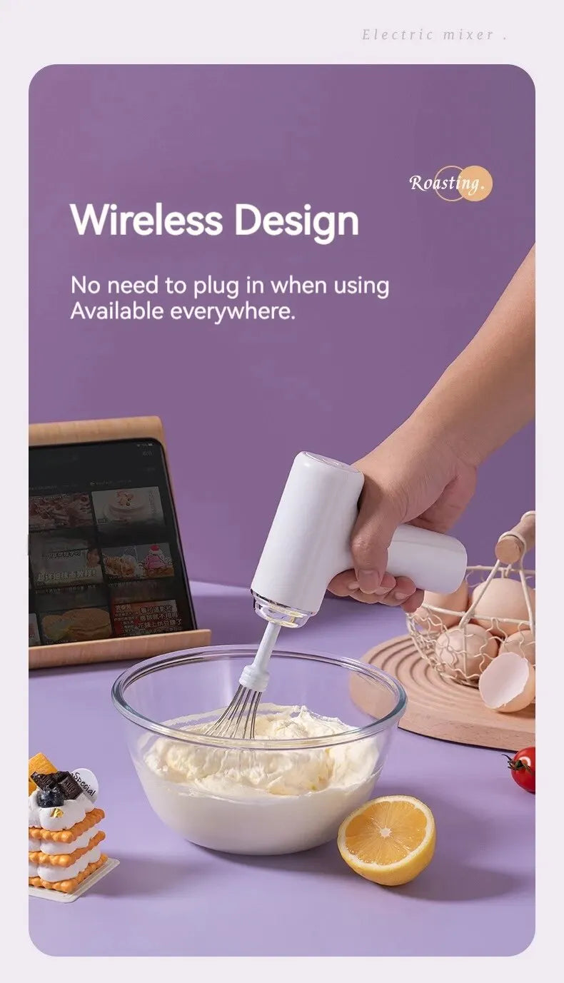 1pc Wireless Electric Food Mixer Portable 3 Speeds Egg Beater Baking Dough Cake Cream Milk Frothers Kitchen Tools