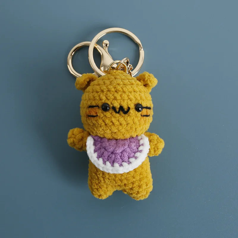 Funny Sheep Doll Crochet Keychains Custom Crochet Cartoon Animal Doll Series Keyring Knitting Bee Doll Cute Keychain Wholesale