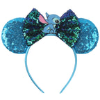 HEROCROSS Cute Stitch Headbands For Girls Sequins Bow Hairband Women Angel Headwear Kids Ears Hair Accessories Carnival Gift