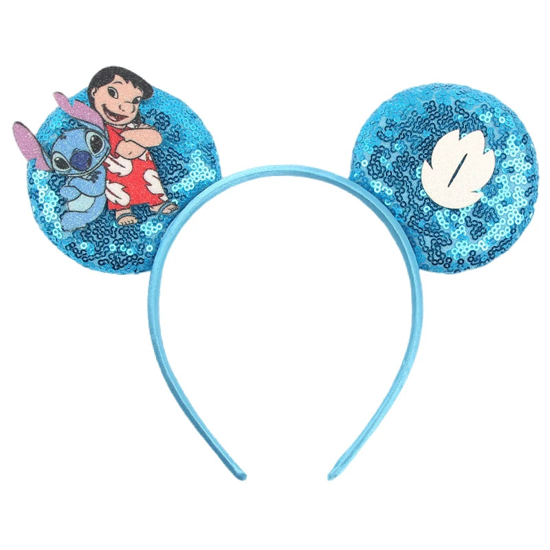 HEROCROSS Cute Stitch Headbands For Girls Sequins Bow Hairband Women Angel Headwear Kids Ears Hair Accessories Carnival Gift