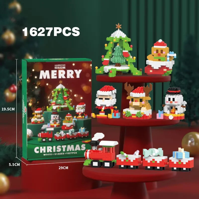 Christmas Gifts Micro Building Block Series Santa Claus Reindeer Puzzle Assembling Bricks Table Decoration Toys Children Kids