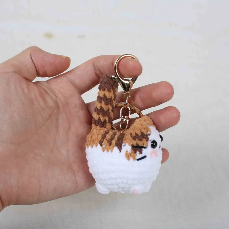 Small Cat Crochet Keychain Handmaking Crochet Cute Kitten Keyrings For Bag Pendant Knitting Animal Doll Keychain For Gift Custom