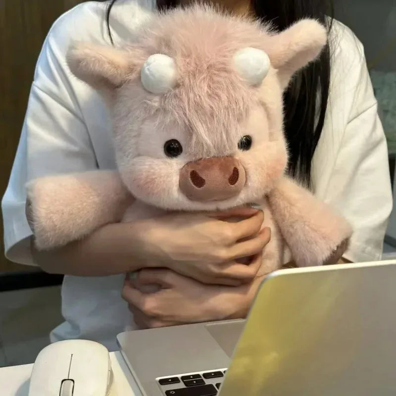 Adorable Highland Cattle Plush Toy 40cm - Huggable Running Cow Stuffed Animal Made with Premium Soft Fabric, Soothing Companion