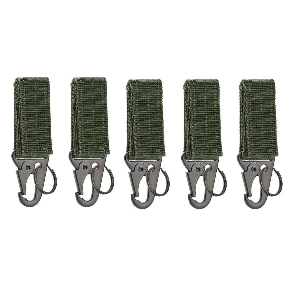 2/5 PCS.Tactical Hanging Buckle Molle Nylon Webbing Carabiner Belt Triangle Keychain for Outdoor Climbing Camping Tool Accessory