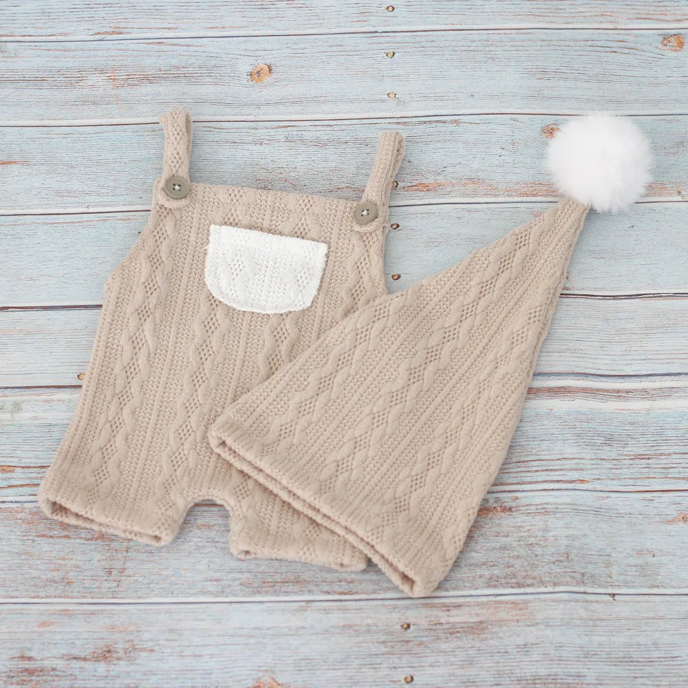 Newborn Photography Props Outfit Hat Baby Romper Bodysuits Outfit Shooting Baby Photo Props Clothing Accessories