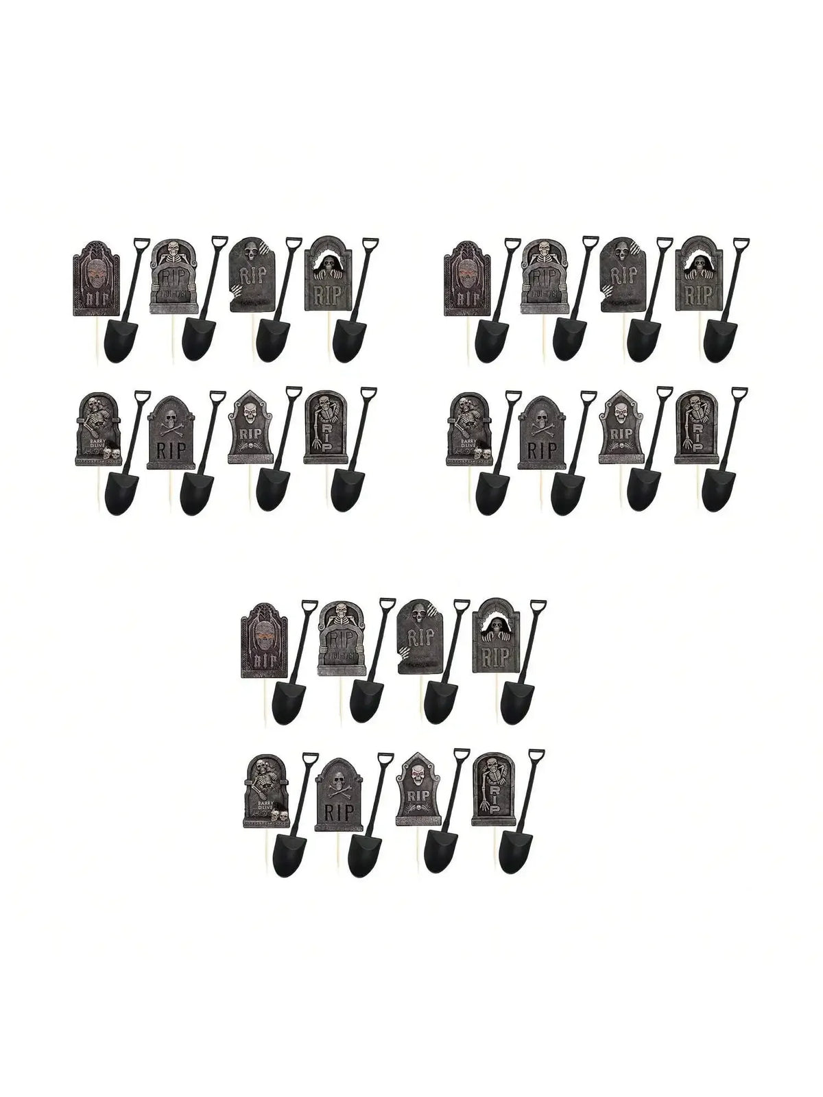 Multi pcs Halloween Cupcake Toppers Cake Decorations Tombstones Graveyard Cupcake Toppers With Novelty Mini Shovel Spoons