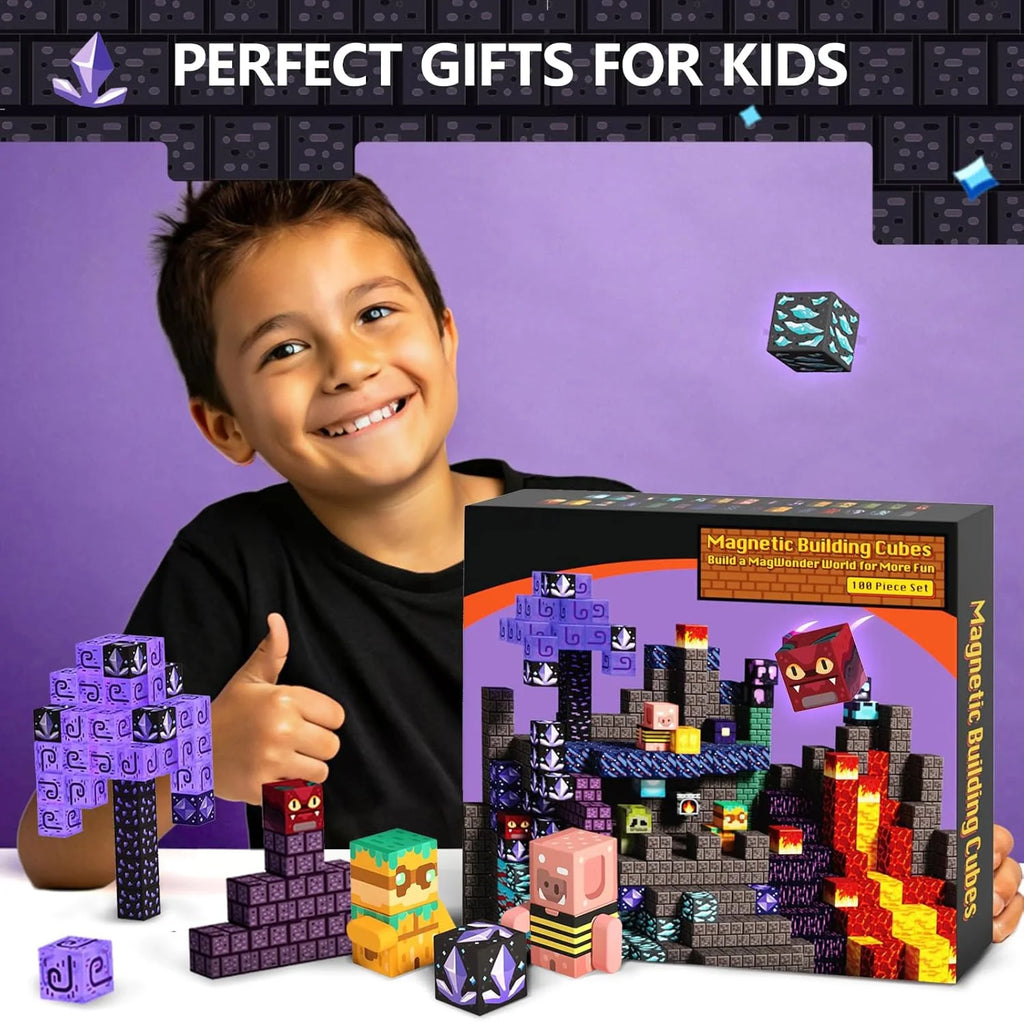 Magnetic Building Blocks Mine World Magnetic Cave World  Brick Cube Toys Set STEM Sensory 2025 Best Gift for Boy Girl Children