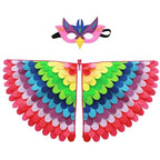 Bird Cosplay Costume Stage Performance Owl Peacock Wings Bird Felt Cape with Mask for Girls Boys Halloween Party Cloak