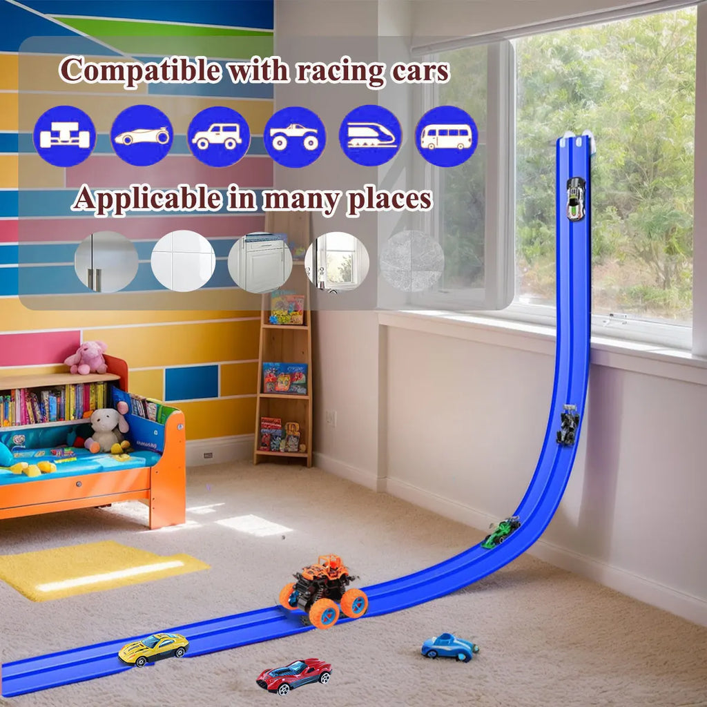 Net Bag/Box 13Ft/16.3Ft Flexible Track Toy & Mini Car DIY Competitive Rail Vehicle Game Educational Gift for Children Christmas