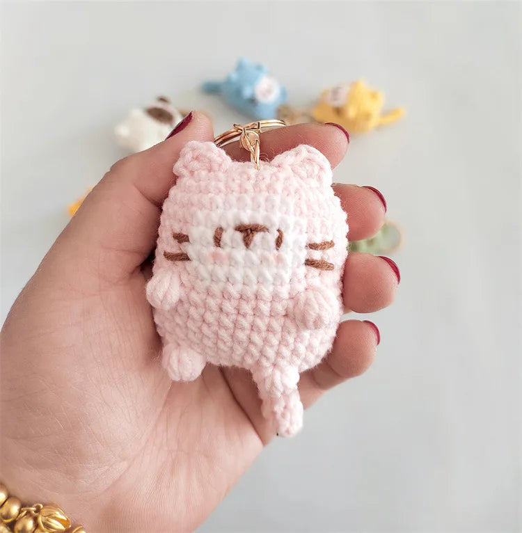 Exquisite Kitten Doll Crochet Keychain For Bag Pendant Knitted Small Cat Doll Keyrings Cute Kitten Keychain Custom Accessories