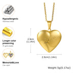 Vnox Light Heart Locket Pendants for Women Men Openable Photo Frame Glossy Stainless Steel Necklaces Family Love Collar