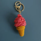 Handmaking Crochet Ice Cream Keyrings Wholesale Sweet Ice Cream Cone Series Crochet Keychain For Bag Pendant  Custom Accessories