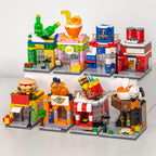NEW DIY Restaurant Coffee Milk Tea Store Street View Food House Building Blocks Kit Girls Bricks Movie Model Toy
