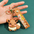 Eevee Keychain Evolution Set, Flareon Jolteon Vaporeon Plush Keychain, Pokémon Eeveelutions Key Ring for Fans
