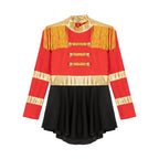 Girls Circus Ringmaster Lion Tamer Halloween Outfits Cosplay Costume Fringe Epaulet Jumpsuit Magician Bodysuit Tulle Dress