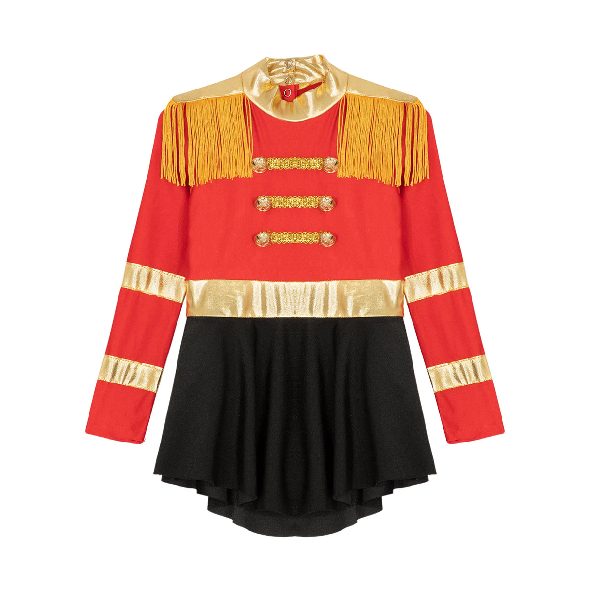 Girls Circus Ringmaster Lion Tamer Halloween Outfits Cosplay Costume Fringe Epaulet Jumpsuit Magician Bodysuit Tulle Dress
